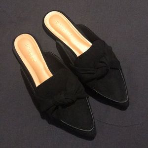 Pointed toe slip on mule